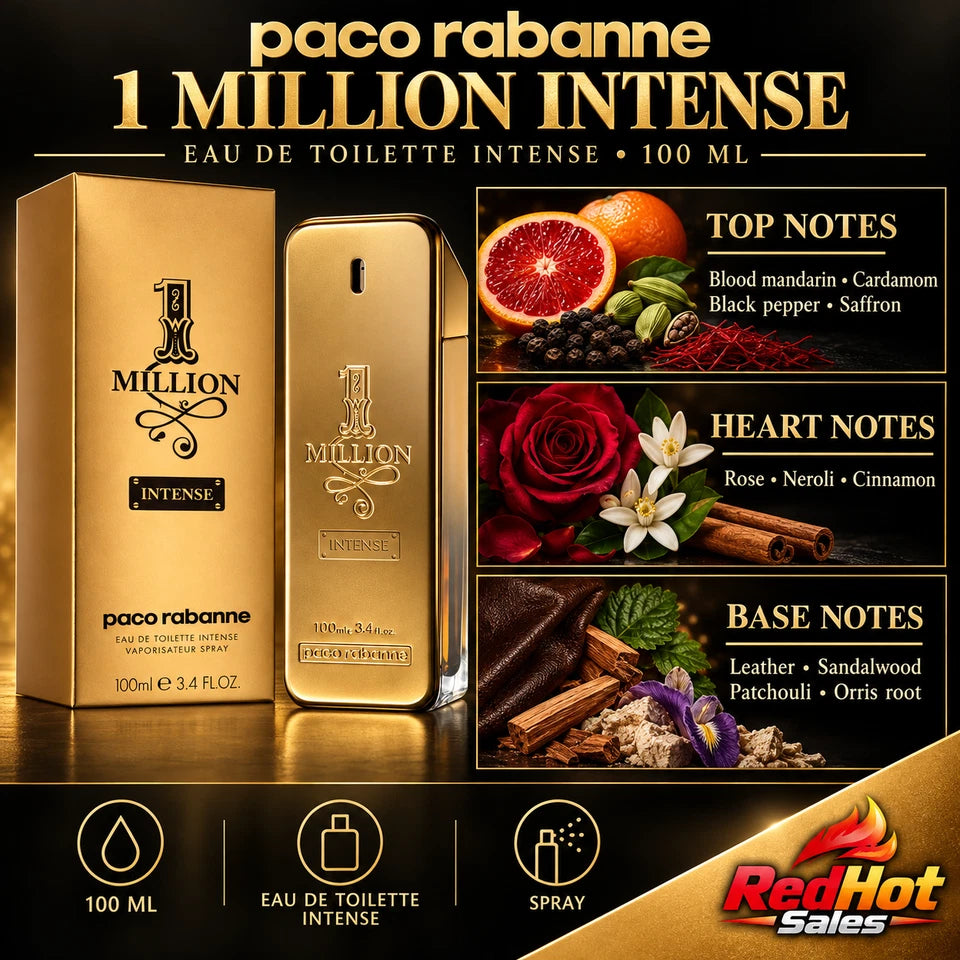 Paco Rabanne 1 Million Intense 100ml Eau de Toilette Mens Fragrance Spray