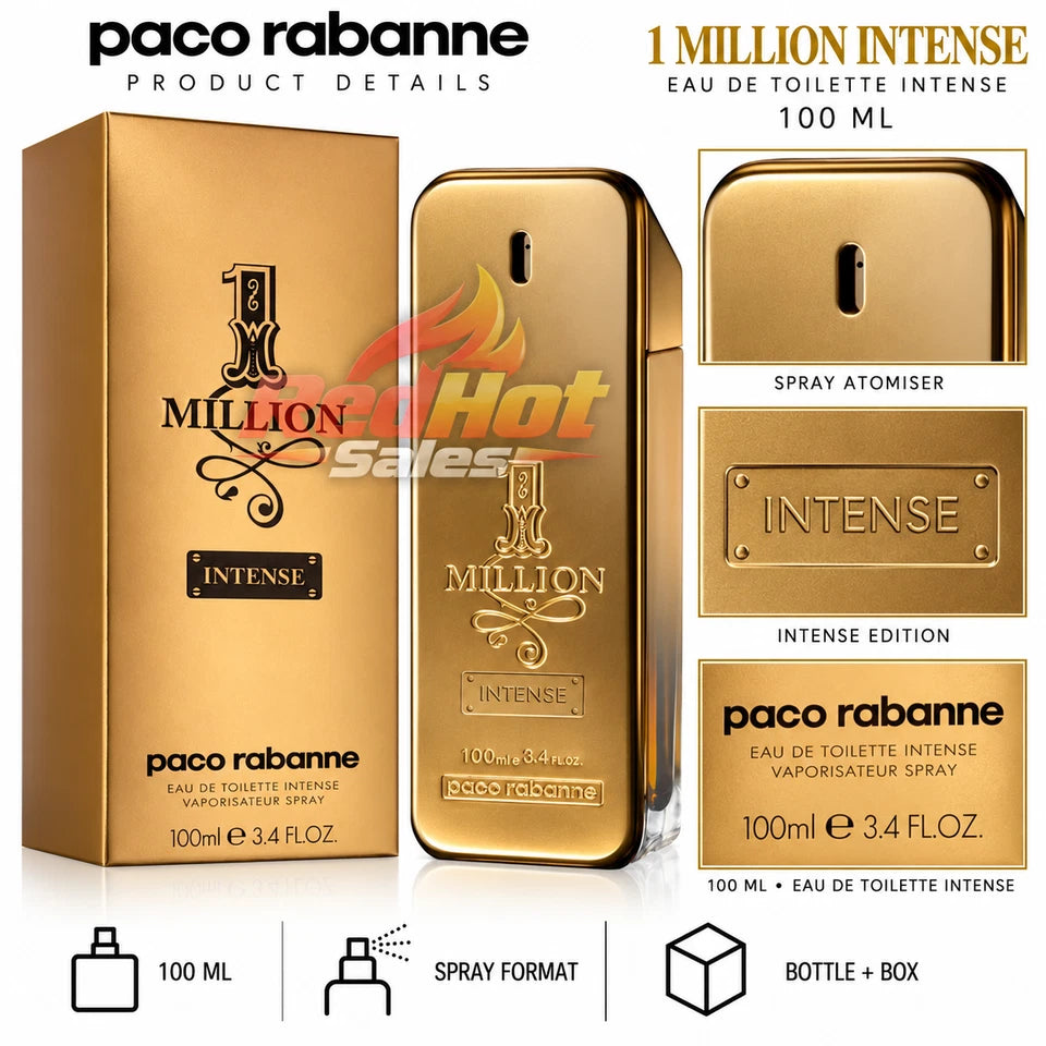 Paco Rabanne 1 Million Intense 100ml Eau de Toilette Mens Fragrance Spray