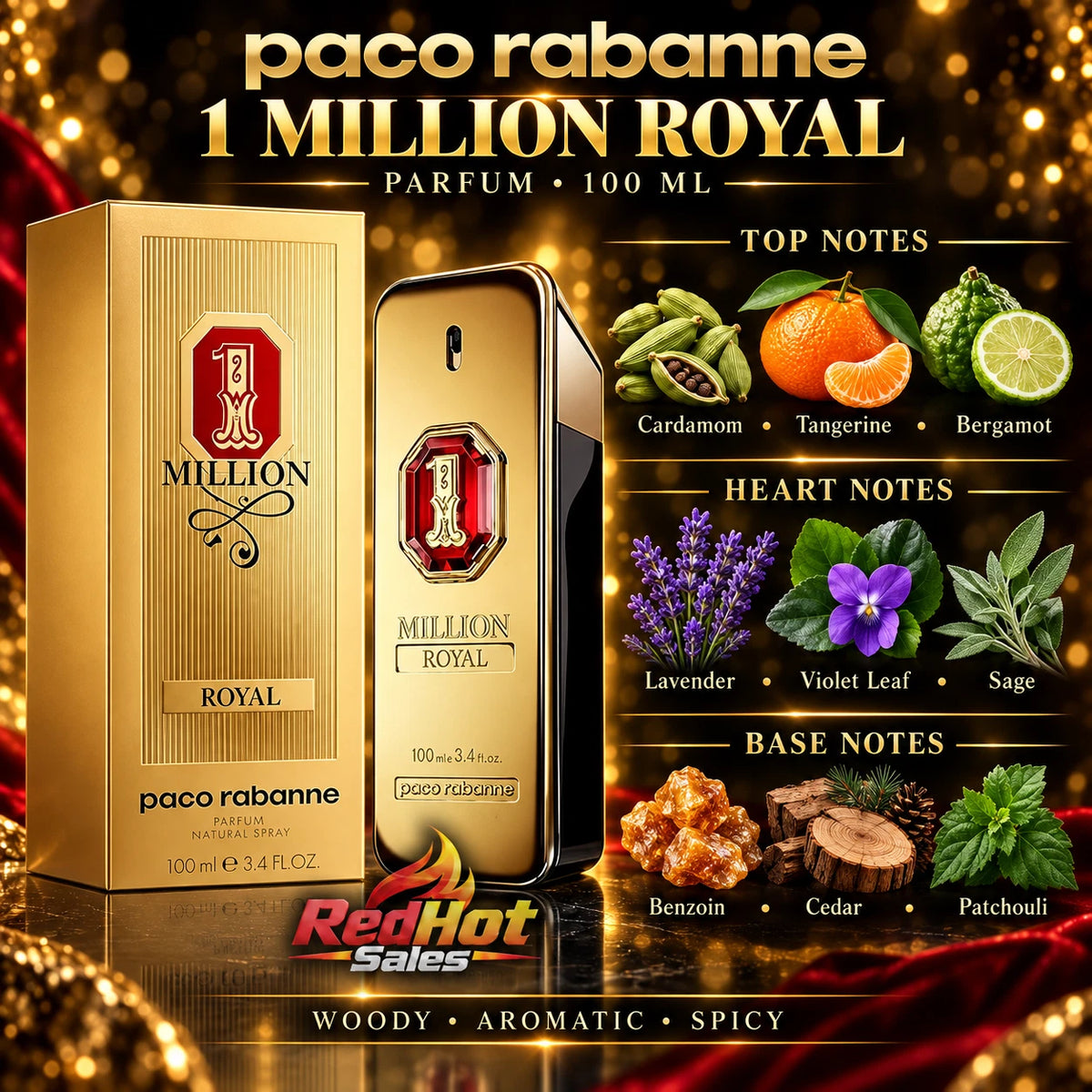 Paco Rabanne 1 Million Royal 100ml Parfum Spray for Men Boxed